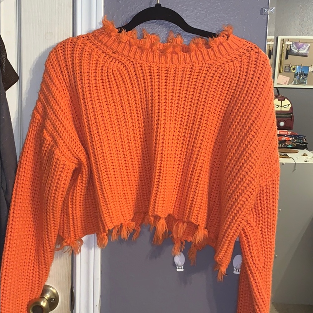 Orange cropped sweater
